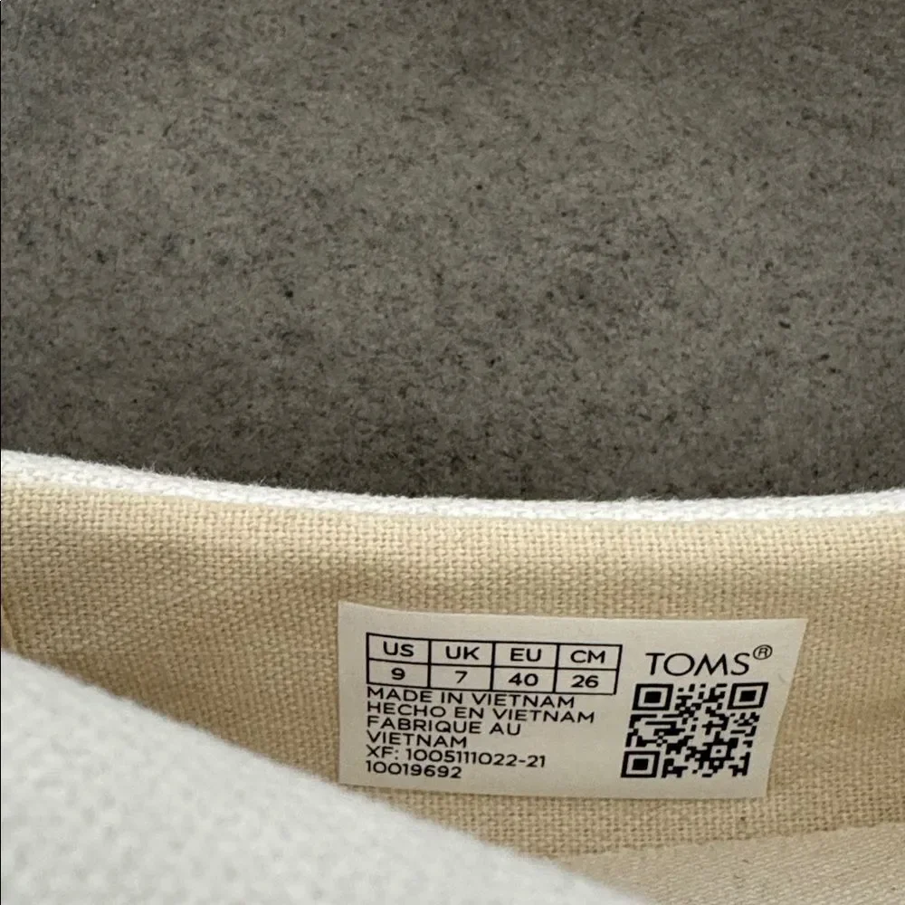 TOMS Alp Espadrille Platform Slip-On Shoes Cream Canvas Rainbow Women’s Size 9